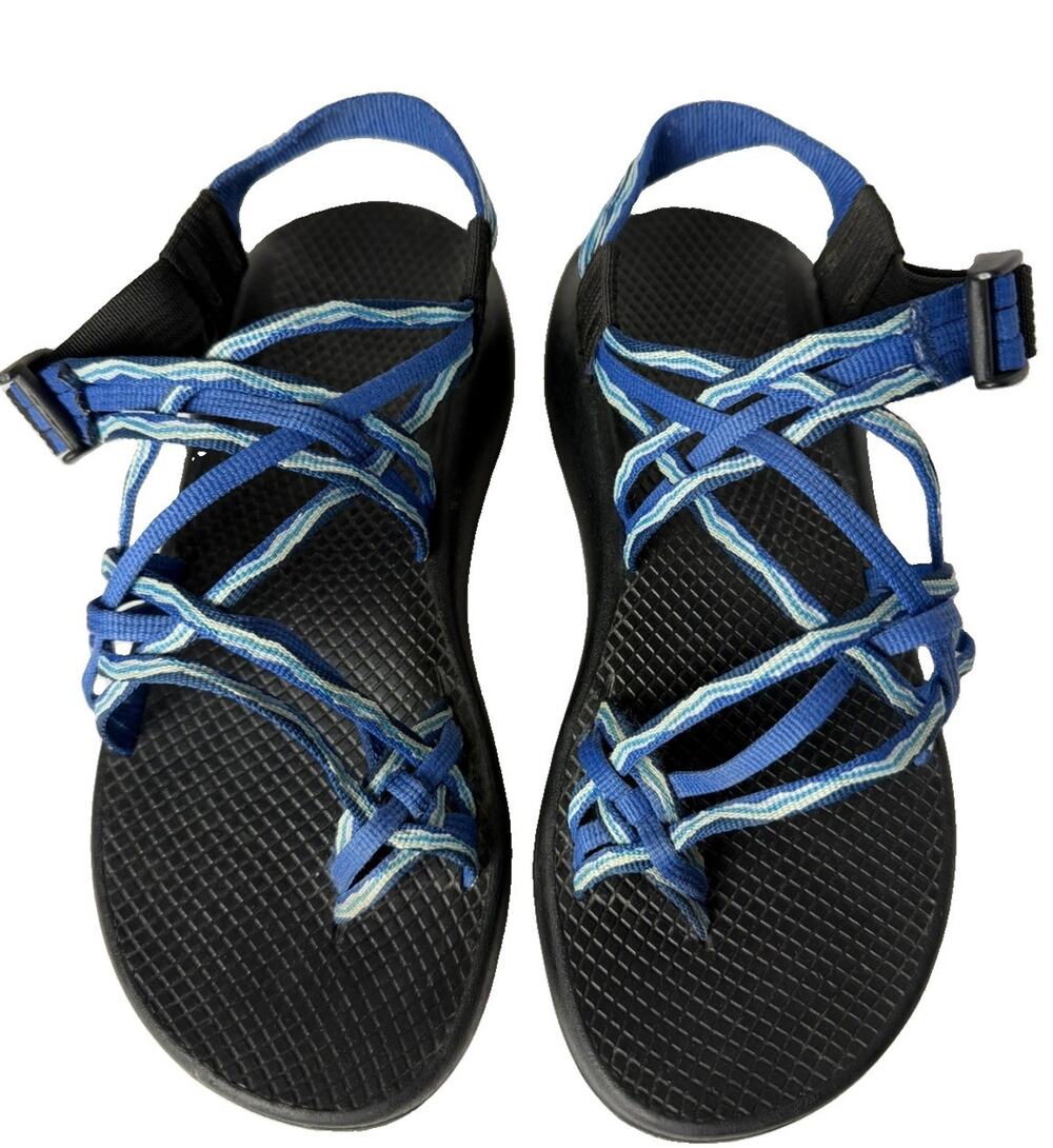 Chaco Womens ZX3 Yampa Sandals Size 8 Sand Dune Blue Aqua Strappy Outdoor Shoes